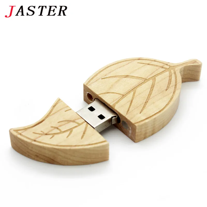 JASTER логотип персональный деревянный USB флеш-накопитель креативный подарок индивидуальный логотип листья u диск бамбуковая Флешка 4G 16GB 32GB 64GB горячая распродажа - Цвет: Wood