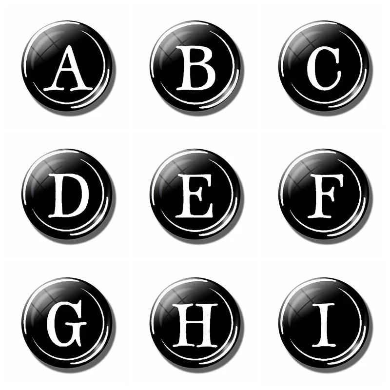 

26 Letters 30MM Fridge Magnet Vintage Typewriter Key Glass Cabochon Magnetic Refrigerator Stickers Note Holder Home Decoration