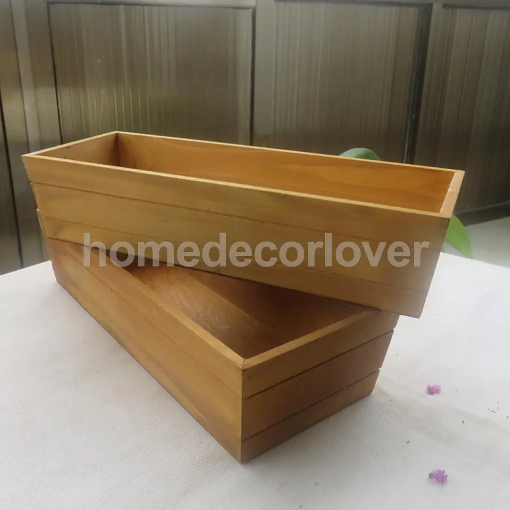 Wooden Succulent Plant Flower Bed Pot Through Box Garden Planter 34cm/35.5cm