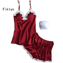 Fiklyc brand pajamas sets for women fashion lace satin pijama summer nightwear sexy lingerie pajamas pyjamas women homewear NEW