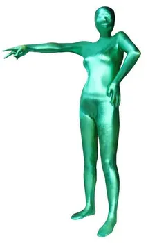 

2017 Unisex Green Zentai Suit Men Back Zip Full Body Zentai Catsuits Spandex Unitard Full Body Metallic Lycra Bodysuits