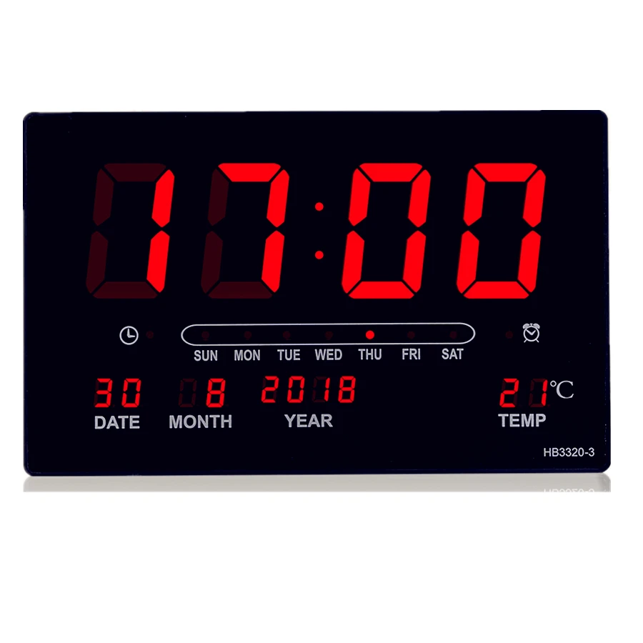 

Big number alarm clock Electronic LED calendar hanging clock with week display, Table digital thermometer alarm clock