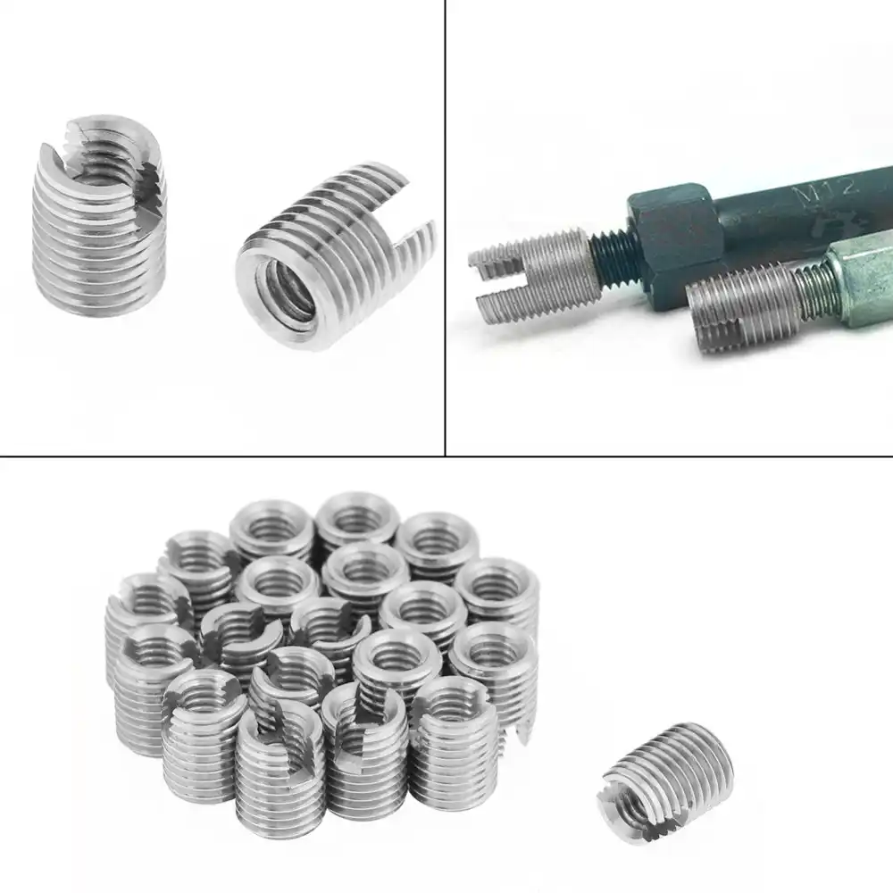 Self Tapping Thread Insert Ochoos 20pcs M40.78 L 302 Slotted Type Screw Bushing M4 Steel with Zinc Wire Thread Repair Insert