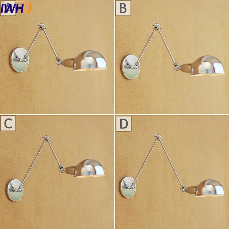 Серебряный Золотой Античный Ретро винтажный настенный светильник светодиодный Поворотный Настенный светильник с длинным кронштейном светильники Лофт промышленный светильник ing Lamparas De Pared