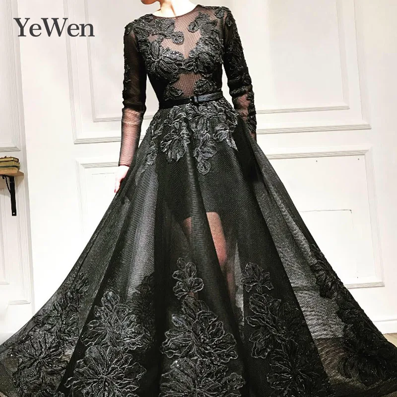 Royal A-line Evening Dress Black Illusion Evening Dresses Long Short Sleeve Formal Dress Women Elegant 2019 Evening Gown Royal A-line Evening Dress Black Illusion Evening Dresses Long Short Sleeve Formal Dress Women Elegant 2019 Evening Gown