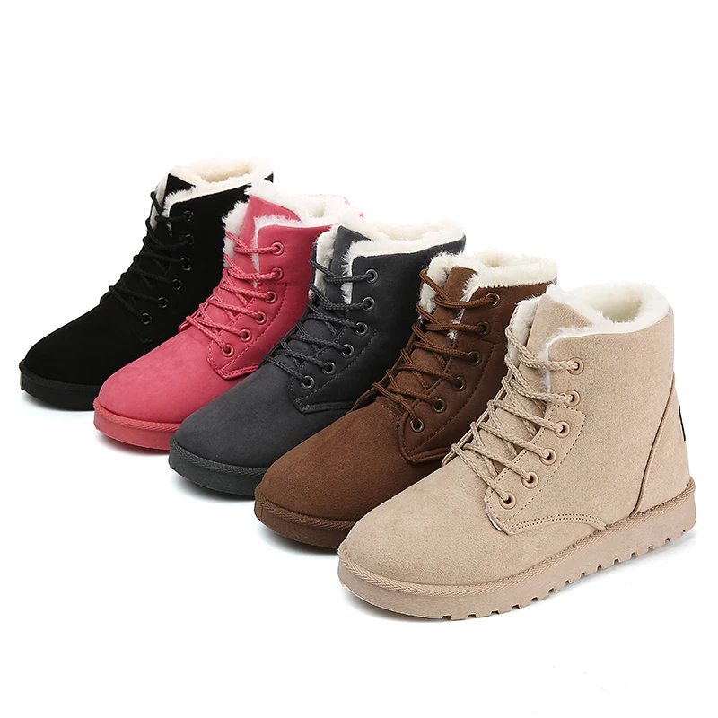 Ankle Snow Boots New Classic Suede Female Warm Fur Women Winter Boots Plush Insole High Quality Women Boots Botas Mujer Lace-Up Ankle Snow Boots New Classic Suede Female Warm Fur Women Winter Boots Plush Insole High Quality Women Boots Botas Mujer Lace-Up