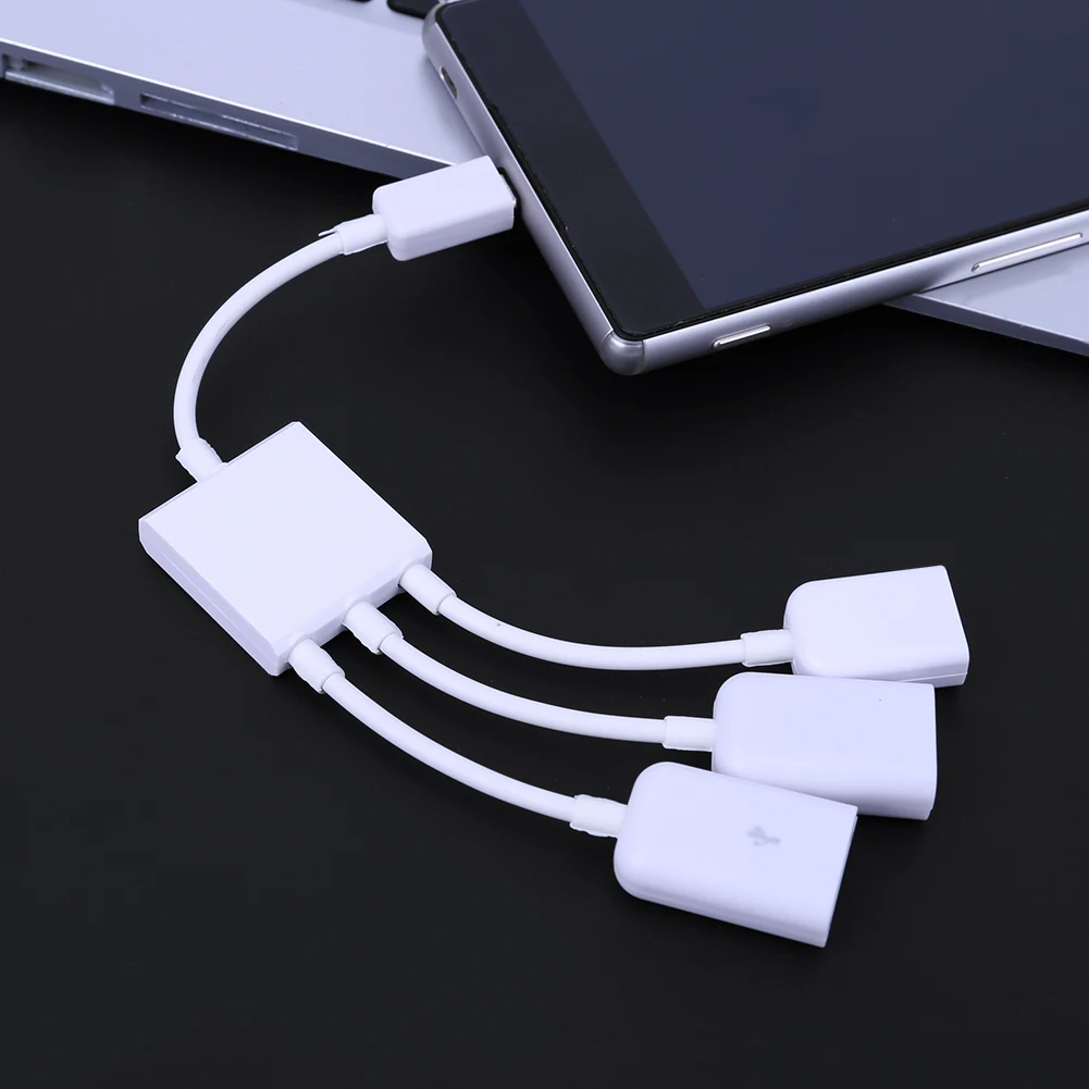 3 in 1 Micro USB OTG Converter Cable Male to Female OTG HUB Adapter for