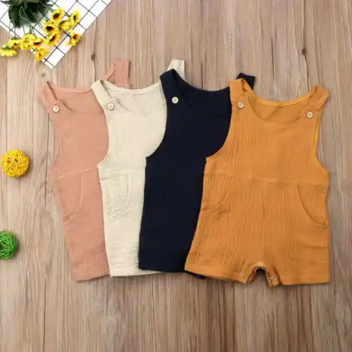 Baby Boys Girls Solid Color Romper Summer New Sleeveless One Piece Jumpsuit Top