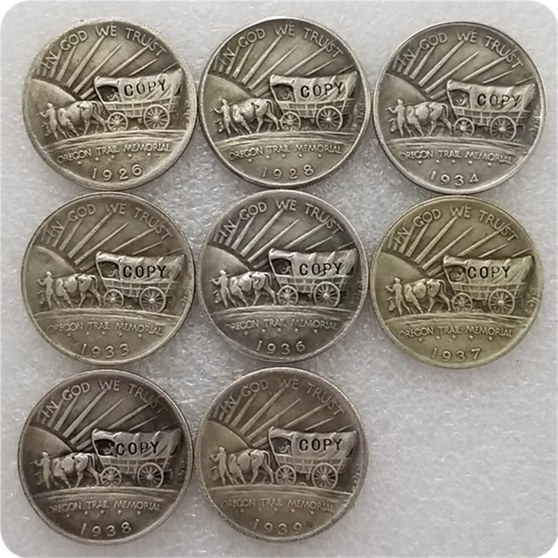 

Antique silver USA 1926-1939 Oregon Trail Memorial HALF DOLLAR COPY COINS