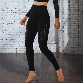 

hollow out sport leggings women widen high waist tummy control fitness gym pants stretch compression squat activewear Trousers