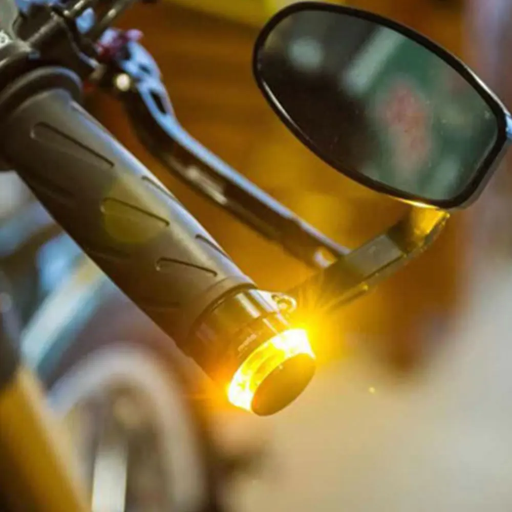 

1x Universal LED Motorcycle Handlebar End Turn Signal Light 22mm Yellow Indicator Flasher Handle Bar Blinker Side Marker Lamp