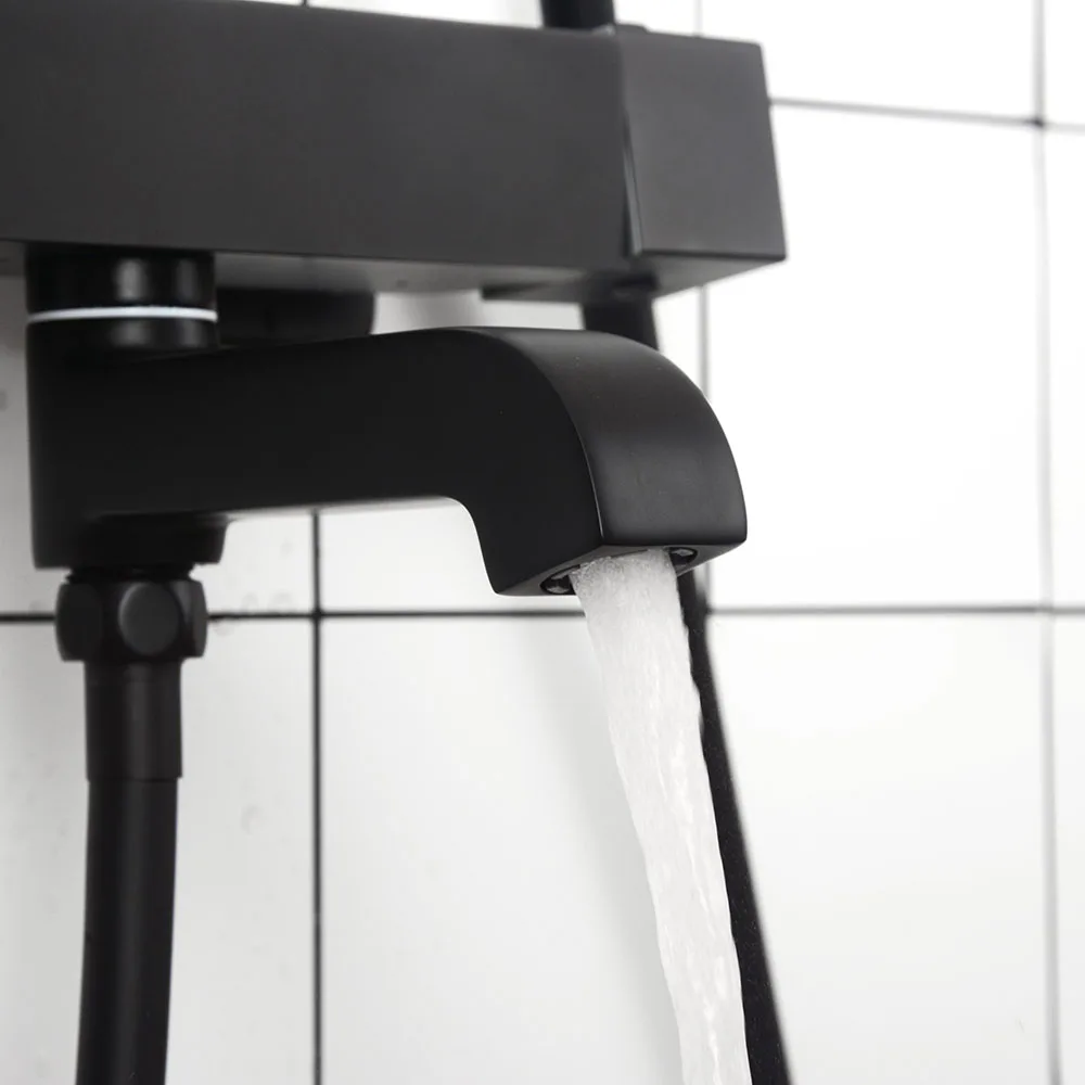 Bathroom Thermostatic Shower Faucet Solid Brass Matte Black Rain Shower Set Wall Mounted Water Mixer Luxurious Shower Kit. Bathroom Thermostatic Shower Faucet Solid Brass Matte Black Rain Shower Set Wall Mounted Water Mixer Luxurious Shower Kit.