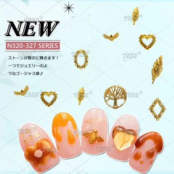 

10pcs /lot Nail Art Tips Decals SUPERIOR Glitter Gold leaf tree Fashion Alloy Jewelry