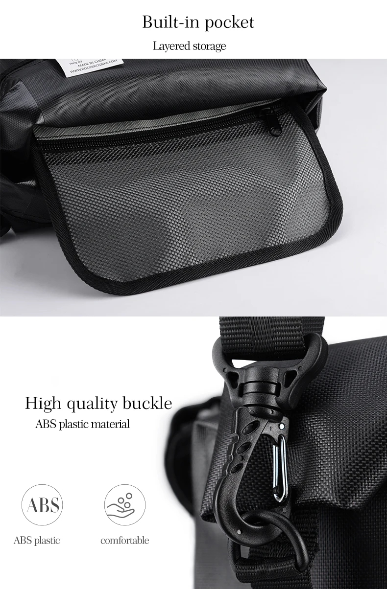 Top ROCKBROS 4L Bicycle Bag Portable Reflective Waterproof  Large capacity Quick Release Bags mtb Shoulder Pack Front Tube Bike Bag 17