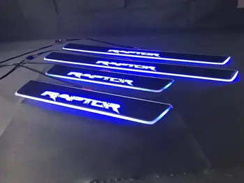 Osmrkポイントでnerfバー & ランニングボードled移動ドアスカッフプレートオーバーレイ動的光歓迎フォードラプター
