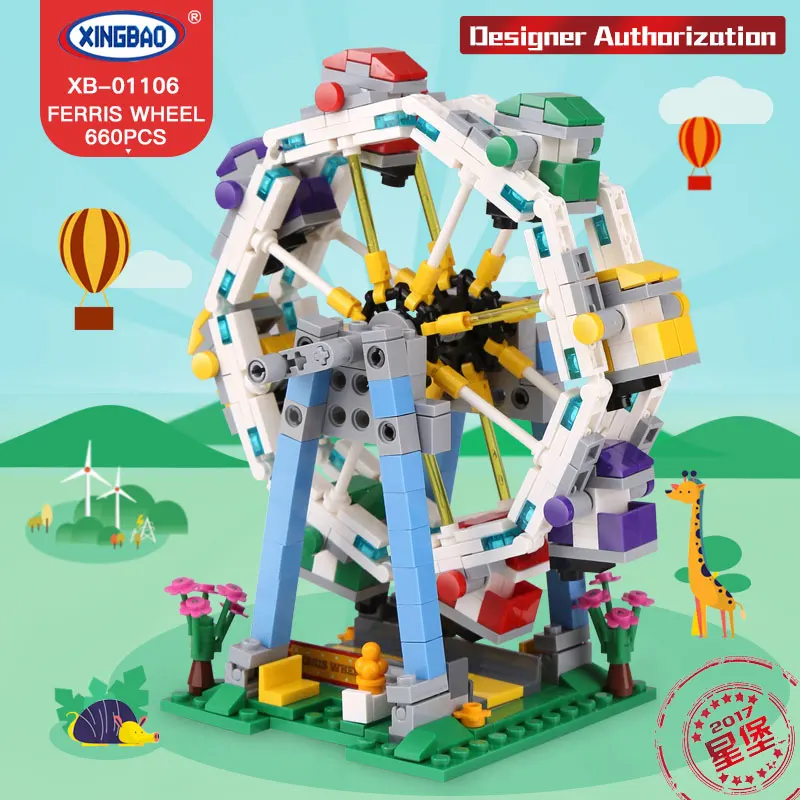 

Xingbao Creator the Ferris Wheel Mini Blocks Carousel Bricks Spinning Octopus Model Set Pirate Ship Compatible Legoinglys Dupoes