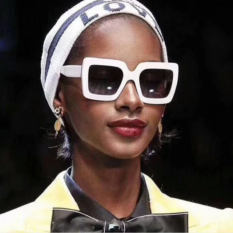 

FOOSCK Fashion Retro Oversized Sunglasses Lady Flat Top Eyewear Femme Women Luxury Brand Sunglasses Women Sun Glasses