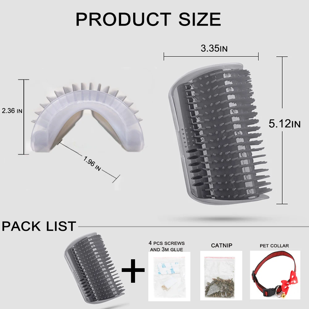 Cat Self Groomer Brush Cat Wall Corner Brush with Catnip to Shedding Fur and Massage Device