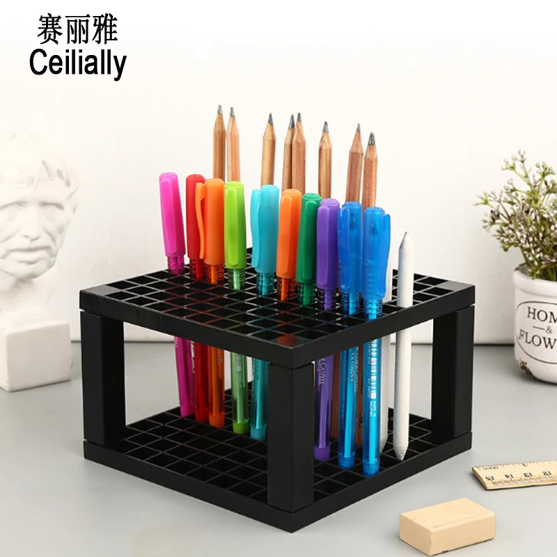 

96 Holes Paint Brush Pen Holder Stand Brush Pencil Storage Rack Organizer Square Painting Supplies Drawing School Supplies