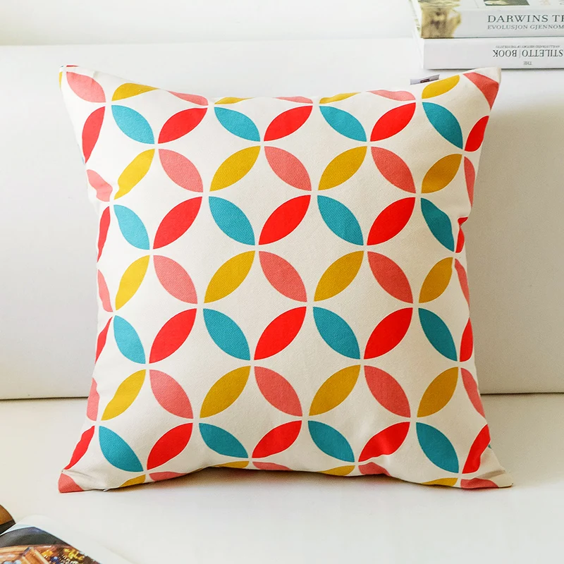 سيارة مكتب أريكة وسادة الريف الأخضر الهندسة مطبوعة القطن غطاء مقعد وسادة الزخرفية انخفاض سادة