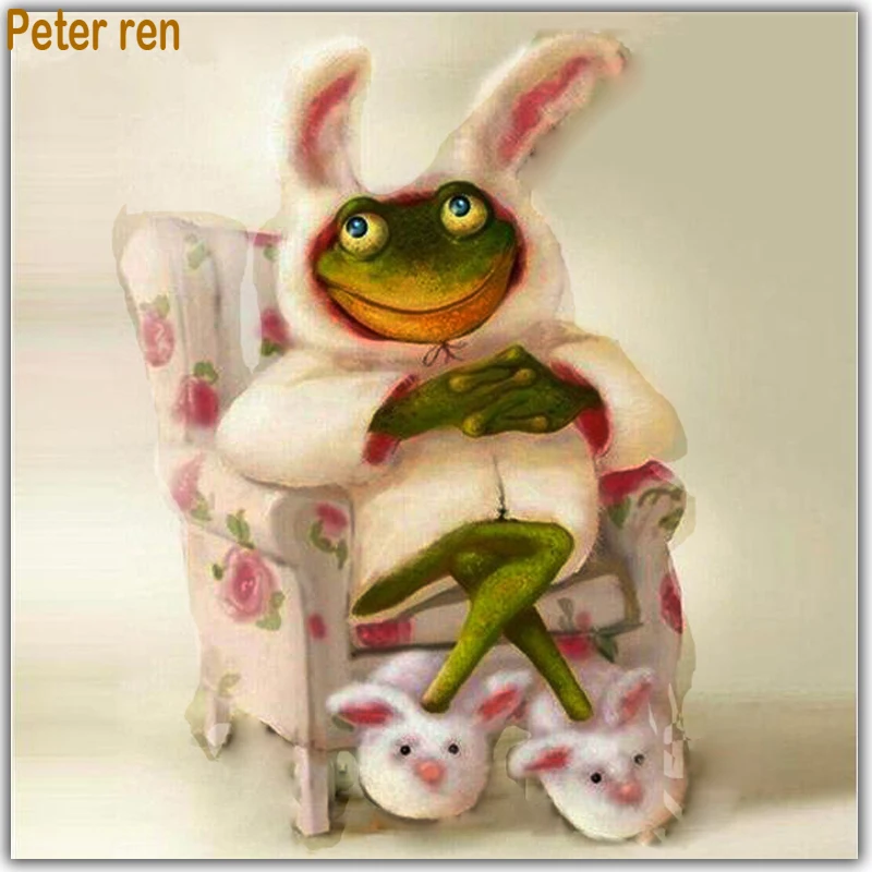 

Peter ren DIY Diamond Embroidery animal Round Mosaic full Diamond Painting icon rhinestone embroidery home decorations Frog seat