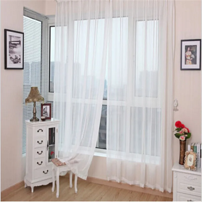 

2*1m Tulle Curtains Door Window Panel Curtain Pure Color Chiffon Curtain Home Window Wedding Decoration for Bedroom