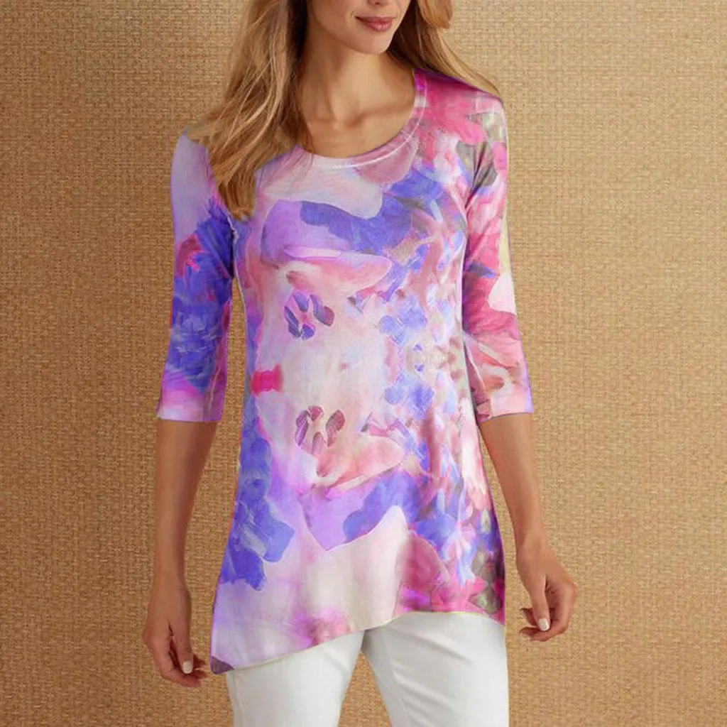 

Fashion Women Summer Asymmetrical Polka Dots Half Sleeve Top Blouse