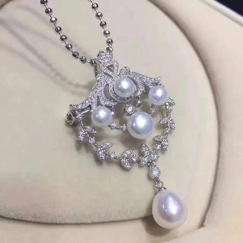 

Christmas gift natural freshwater pearl palace retro pendant brooch dual-use