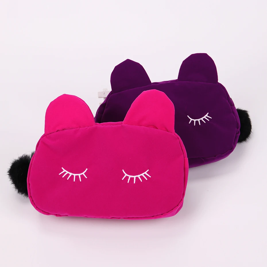 لطيف سيدة التجميل حقيبة القط شعري سستة الحقيبة السفر أدوات الزينة حقيبة التخزين الحقيبة النساء رحلة حقيبة مستحضرات تجميل