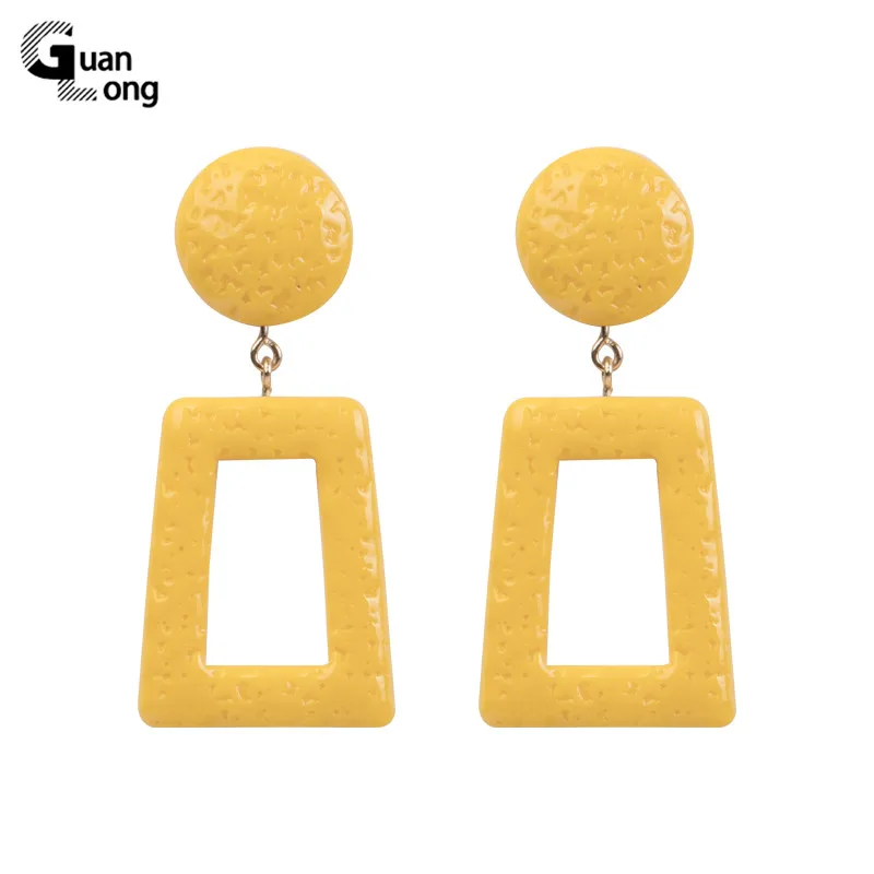 

GuanLong Classic Long Big Round Geometric Resin Fashion Drop Earrings for Women Acrylic Party Earring for Girls Jewelry Brincos