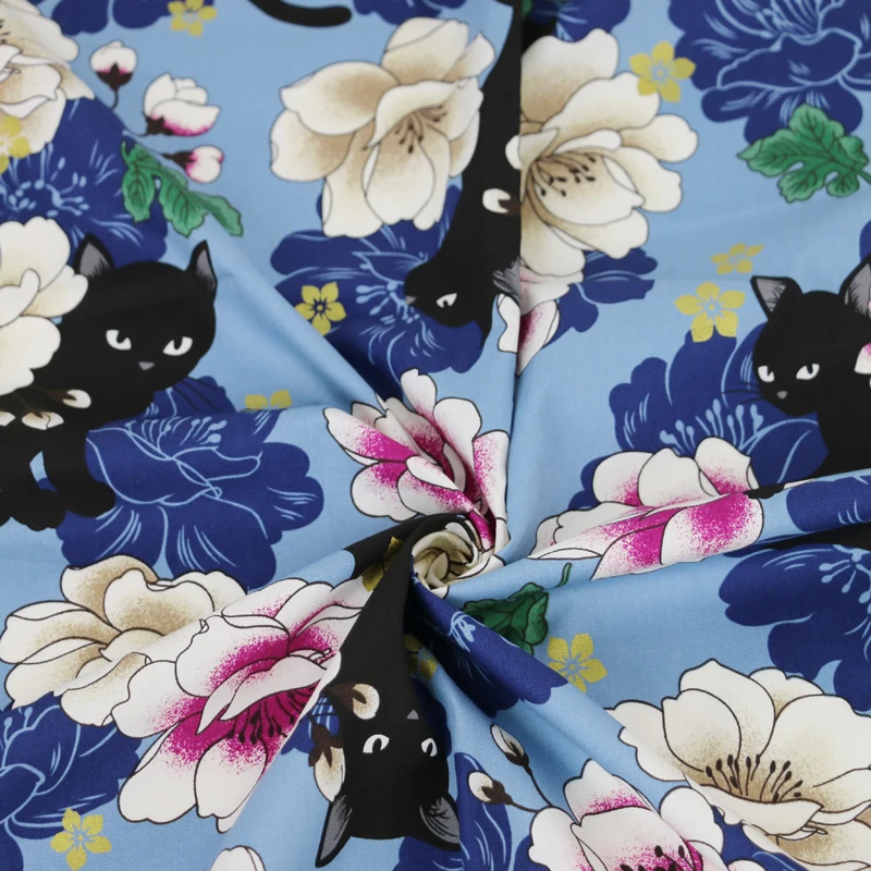 1 ярд* 110 см цветок кошка хлопок ткань винтажное платье одежда ткань Япония