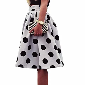 

Feitong New Elegant Women Tutu Skirt Bodycon Polka Dot Umbrella Midi Long Skirt Retro Puff Skirts Saias Femininas faldas largas