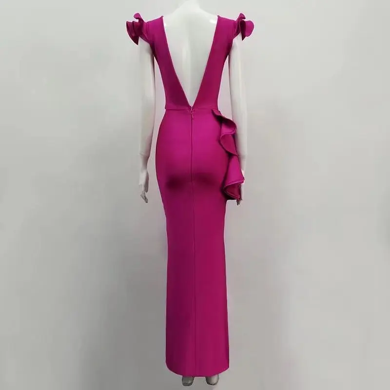 Deavogy раздельный v-образный вырез сексуальное женское элегантное Высокое Качество Облегающее платье Vestidos Бандажное платье HL