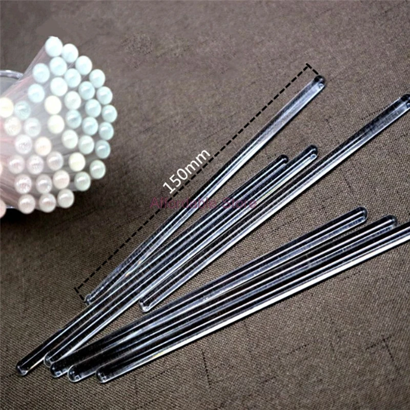 

15CM Lipsticks Glass Stirring Rod Round Head Transparent Glass Stirring Bar Solid Length 15cm Lipstick Stirring Stick Tool p13