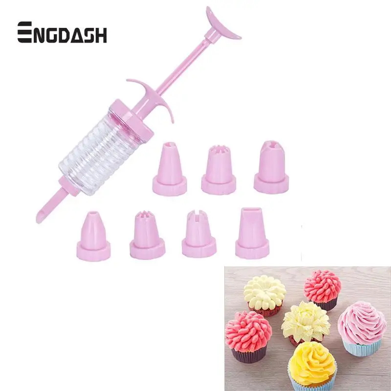 

ENGDASH 8pcs/set Nozzles Icing Cake Decorating Tool Set Piping Syringe Modelling Tools Nozzles Home Kitchen Bakeware Tools