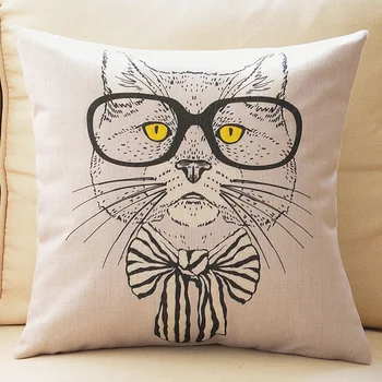 

Custom Made Cushion Cover Pillow Case Seat Lumbar Envelop for Sofa Linen Cotton 45 x 45cm 55 x 55cm Cat