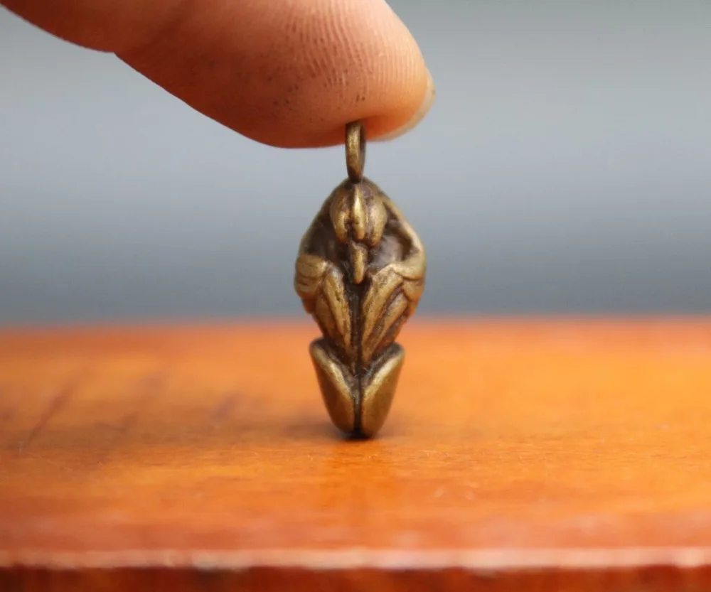 3 CM Bronze China Zodiac Animal chicken chook glans penis Statue Amulet Pendant