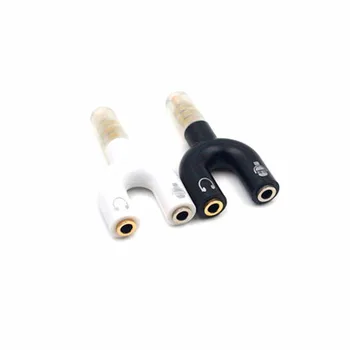 

30PCS/LOT 3.5mm Splitter Stereo Plug U-shape Stereo Audio Mic & Headphone Earphone Splitter Adapters for Smartphone MP3 MP4 Play