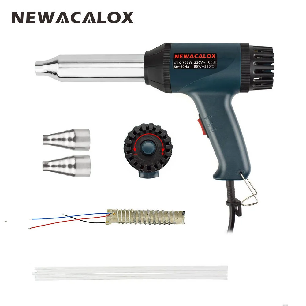 NEWACALOX EU Plug 700W 220V Industrial Plastic Welding Torch Electric Adjustable Temperature Heat Shrink Blower Hot Air Gun NEWACALOX EU Plug 700W 220V Industrial Plastic Welding Torch Electric Adjustable Temperature Heat Shrink Blower Hot Air Gun