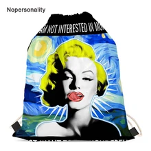 Nopersonality Colorful Marilyn Monroe Print Drawstring Bags for Men Women Gym Sack Bag Large String Backpack School Bags