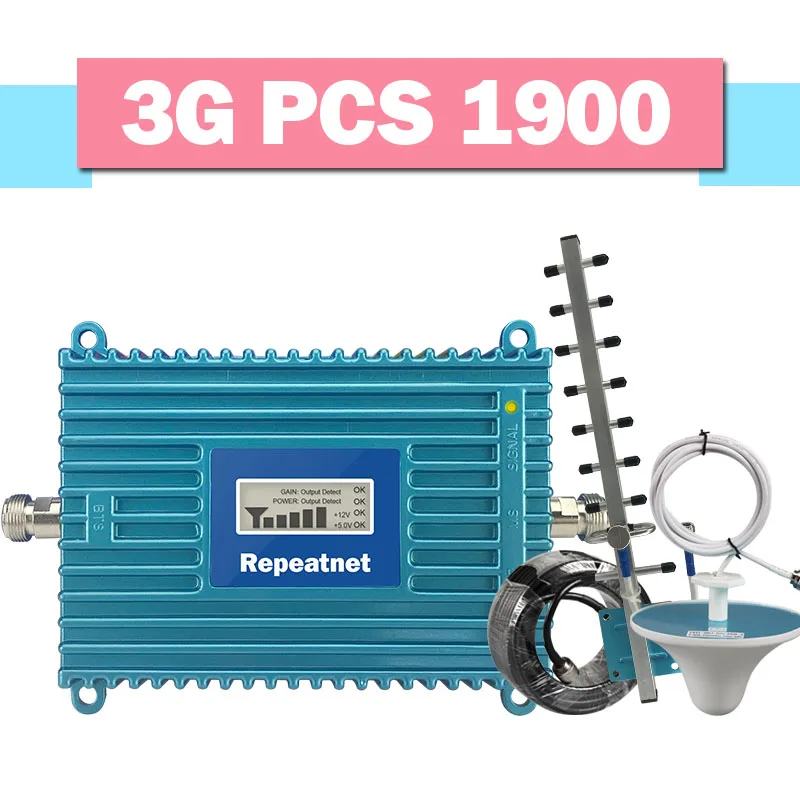 

Walokcon PCS 1900 Signal Repeater UMTS1900 Cell Phone Amplifier Band 2 PCS 1900 Mhz 3G Signal Booster LCD Display 70dB Gain