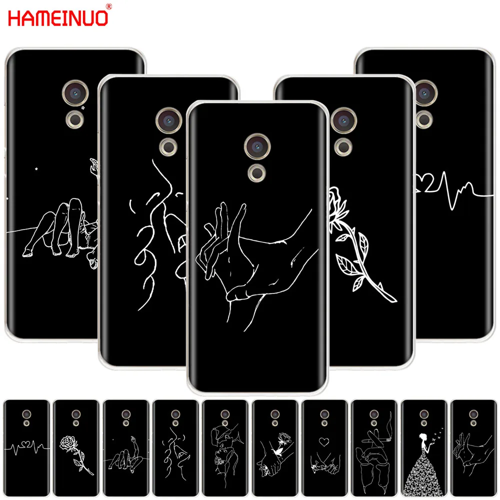 

Art White Line Kiss Love Heart Flower Rose Girl phone Case for Meizu M6 M5 M5S M2 M3 M3S MX4 MX5 MX6 PRO 6 5 U10 U20 note plus