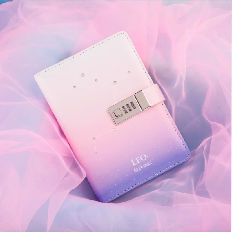 

2019 Creative Notebook constellation Zodiac With lock handbook diary diamond decoration DIY planner journal