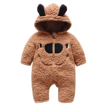 Теплый комбинезон на молнии с капюшоном и рисунком для новорожденных мальчиков и девочек; теплый комбинезон на молнии с капюшоном для новорожденных мальчиков и девочек