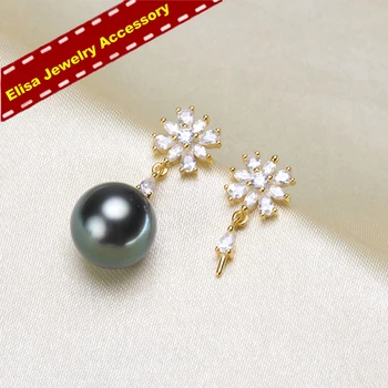 

Shinning Flower Pearl Earrings Findings S925 Sterling Silver Drop Earrings Findings&Components Silver&Gold 3pairs/Lot