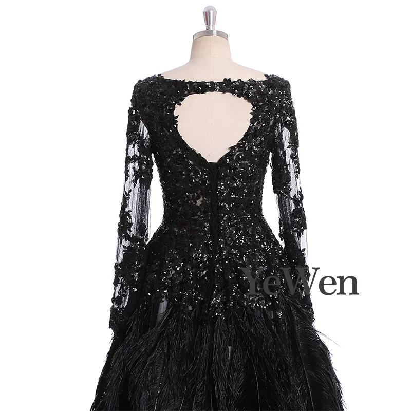 Страусиные волосы Черное вечернее платье с блестками элегантное для женщин без рукавов с длинным рукавом платья для выпускного вечера вечерние платья