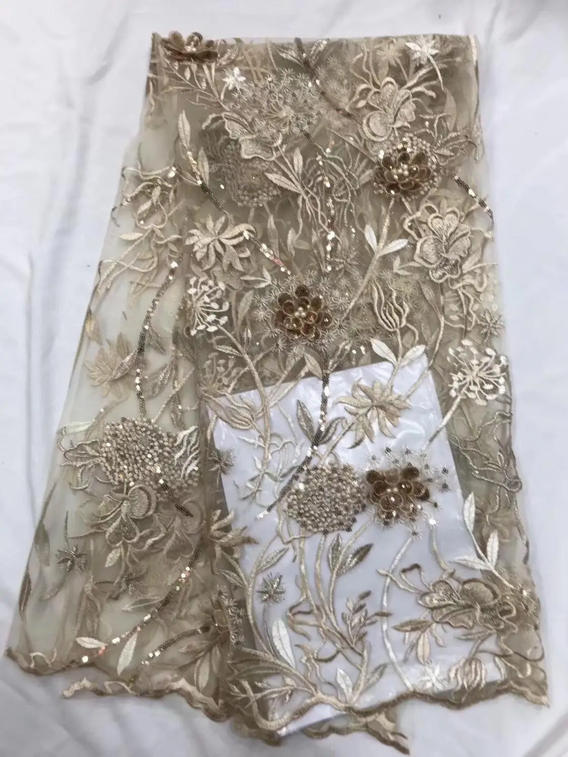 

New Arrival African Tulle Lace Fabrics High Quality 2019 african lace fabric With Sequins For Fashion Nigerian Lace Dress DYS133