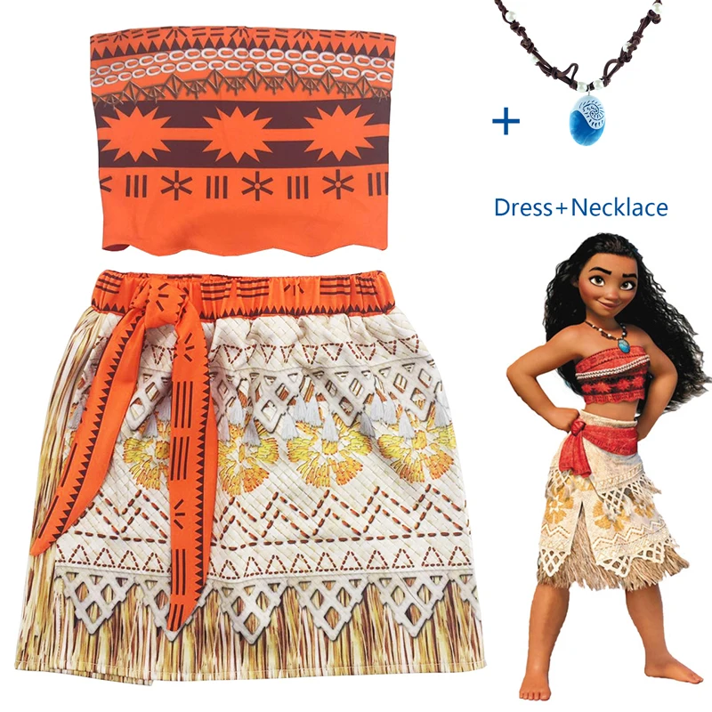 Disney Prinzessin Moana Cosplay Kostum Fur Kinder Vaiana Kleid Kostum Mit Halskette Fur Halloween Kostume Fur Kinder Madchen Geschenk Dresses Aliexpress