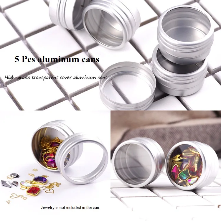 

5 Pcs/Kit Empty Cosmetic Aluminum Tin Jars 20ml Disposable Aluminum Container Cosmetic Packaging Pot 20g With Transparent Cover