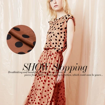 

2016Japan silk cotton Chiffon polka dot dress skirt shirt flocking handmade custom clothing fabric